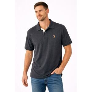 U.S. Polo Assn Luxury Feel Polo Shirt Mens M Gray Short Sleeve Classic Logo